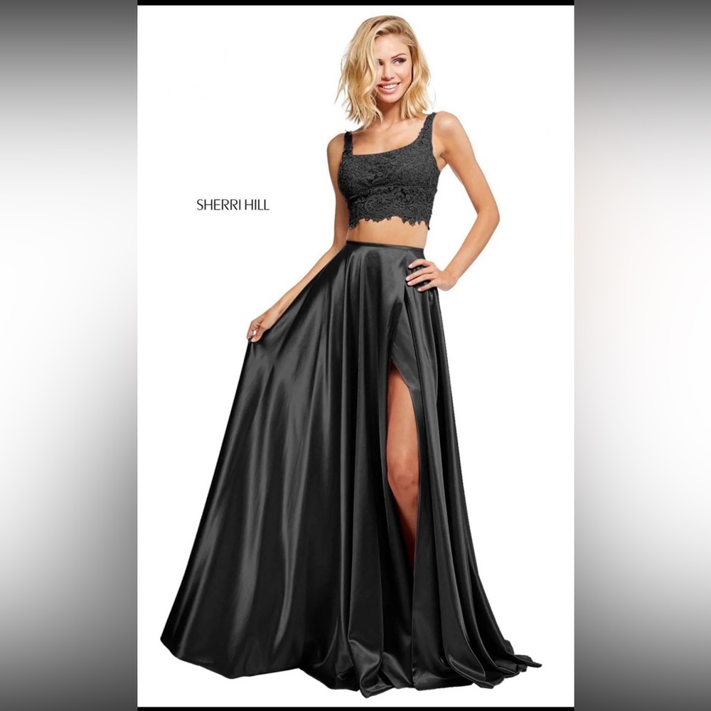 Sherri Hill Black Two Piece Prom Dress